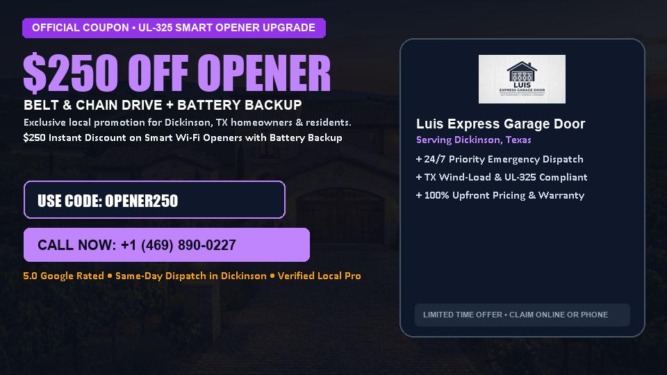 Luis Express Garage Door $250 OFF Premium LiftMaster Opener Installation