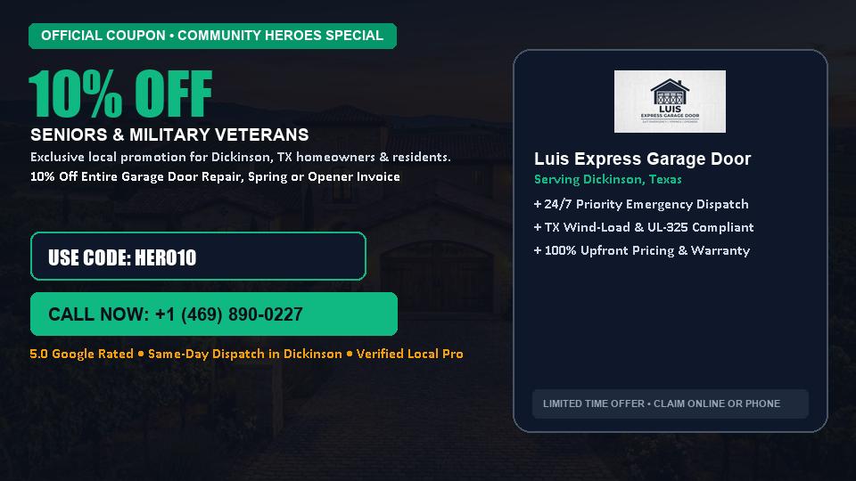 Luis Express Garage Door 10% OFF Seniors & Military Veterans